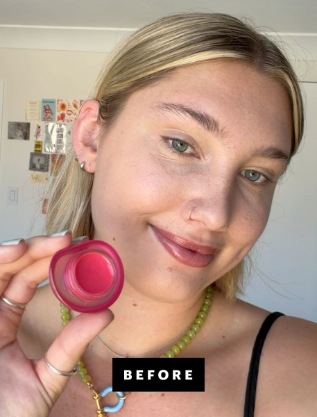 Katie Gunderman holding up gel blush