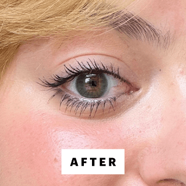 Allure commerce market editor Sarah Hoffmann after applying the Caliray Come Hell or High Water 24Hour Tubing Mascara